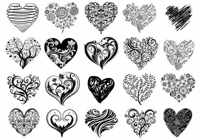 Tatuaje Corazones Negro y Blanco. Tatuaje de amor. 16 corazones como tatuajes temporales.