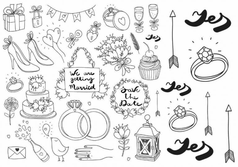 Motivos de boda, ilustraciones para bodas, Tatuajes temporales de Like ink.
